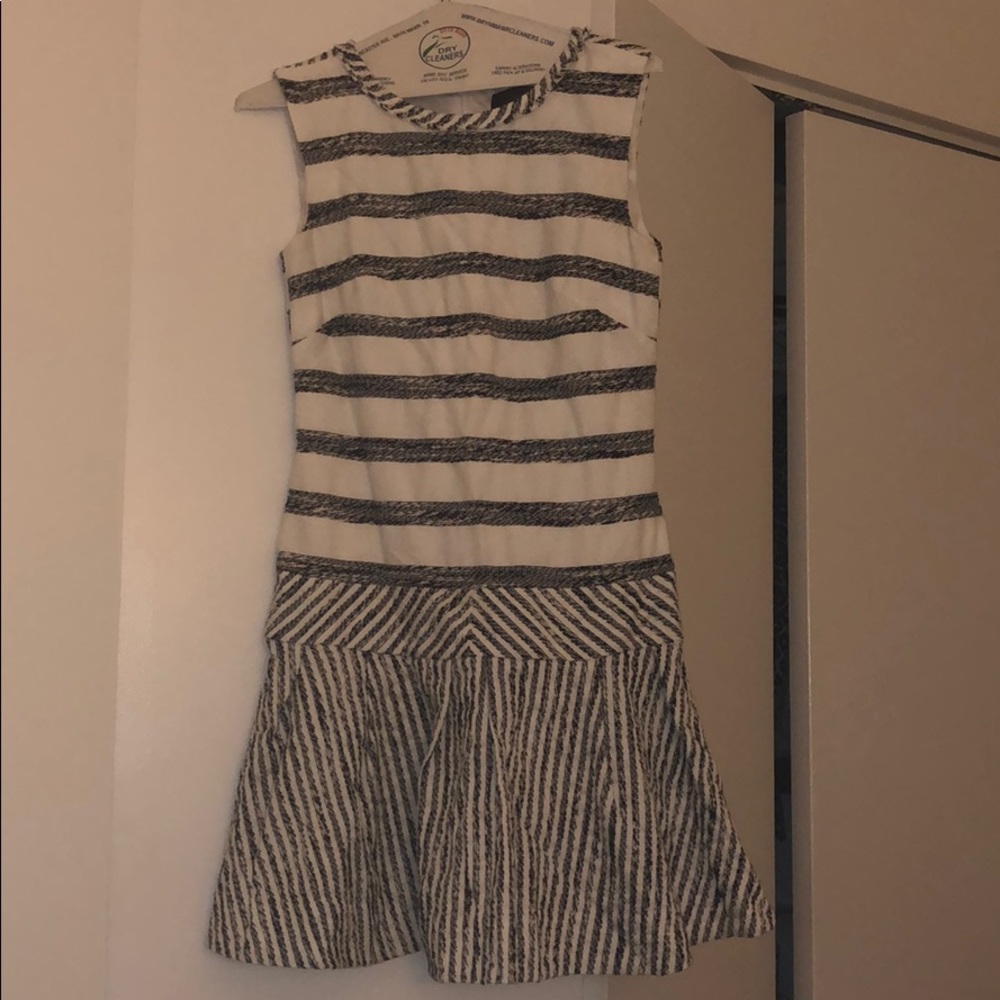 J.Crew Tweed Striped Drop Waist Ruffle Dress - Picture 2 of 8